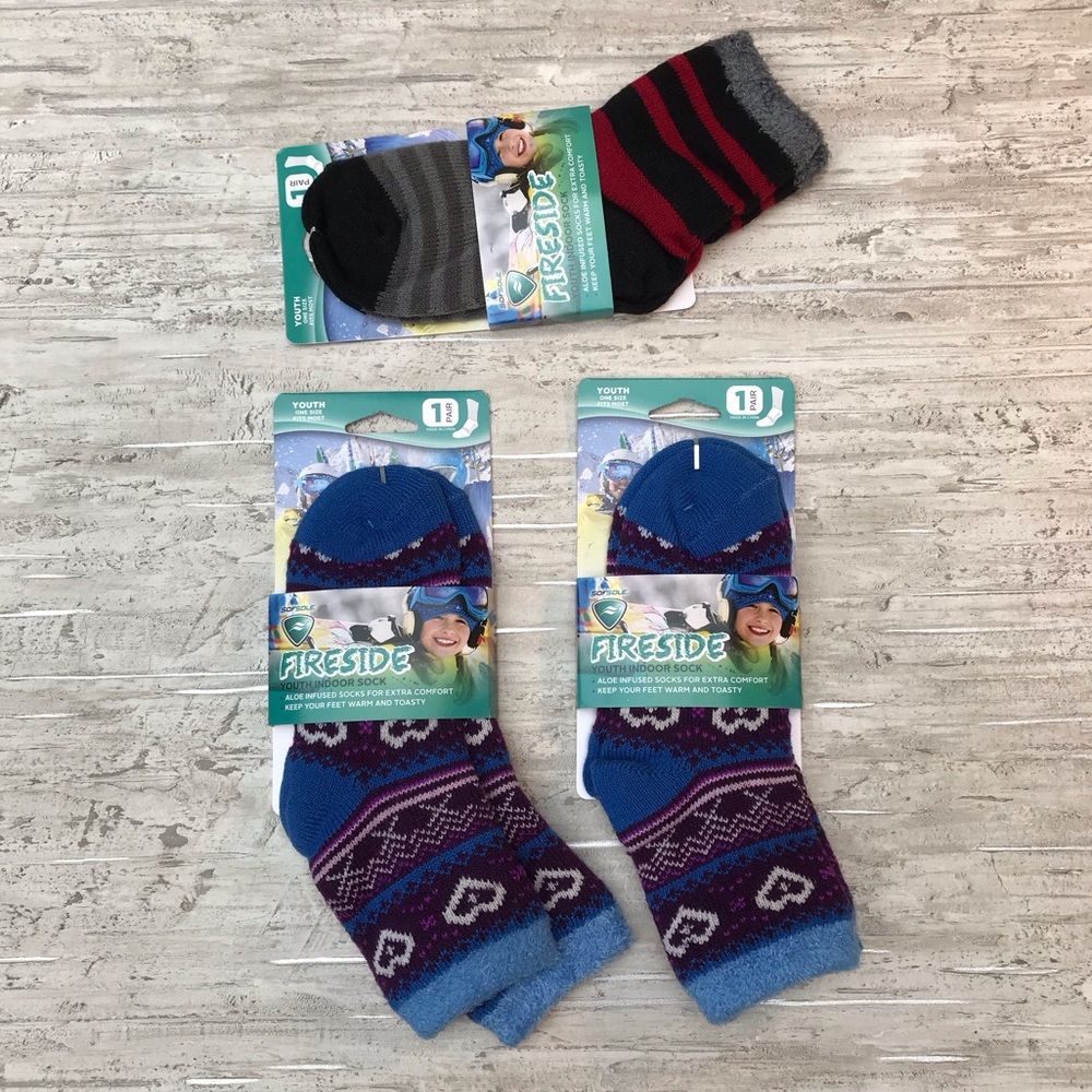 Set of 3 Fireside Aloe Infused Sofsole Fuzzy Socks
